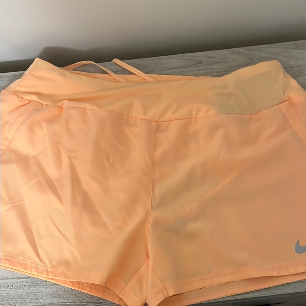 Nike Orange Athletic Shorts with Elastic Waistband